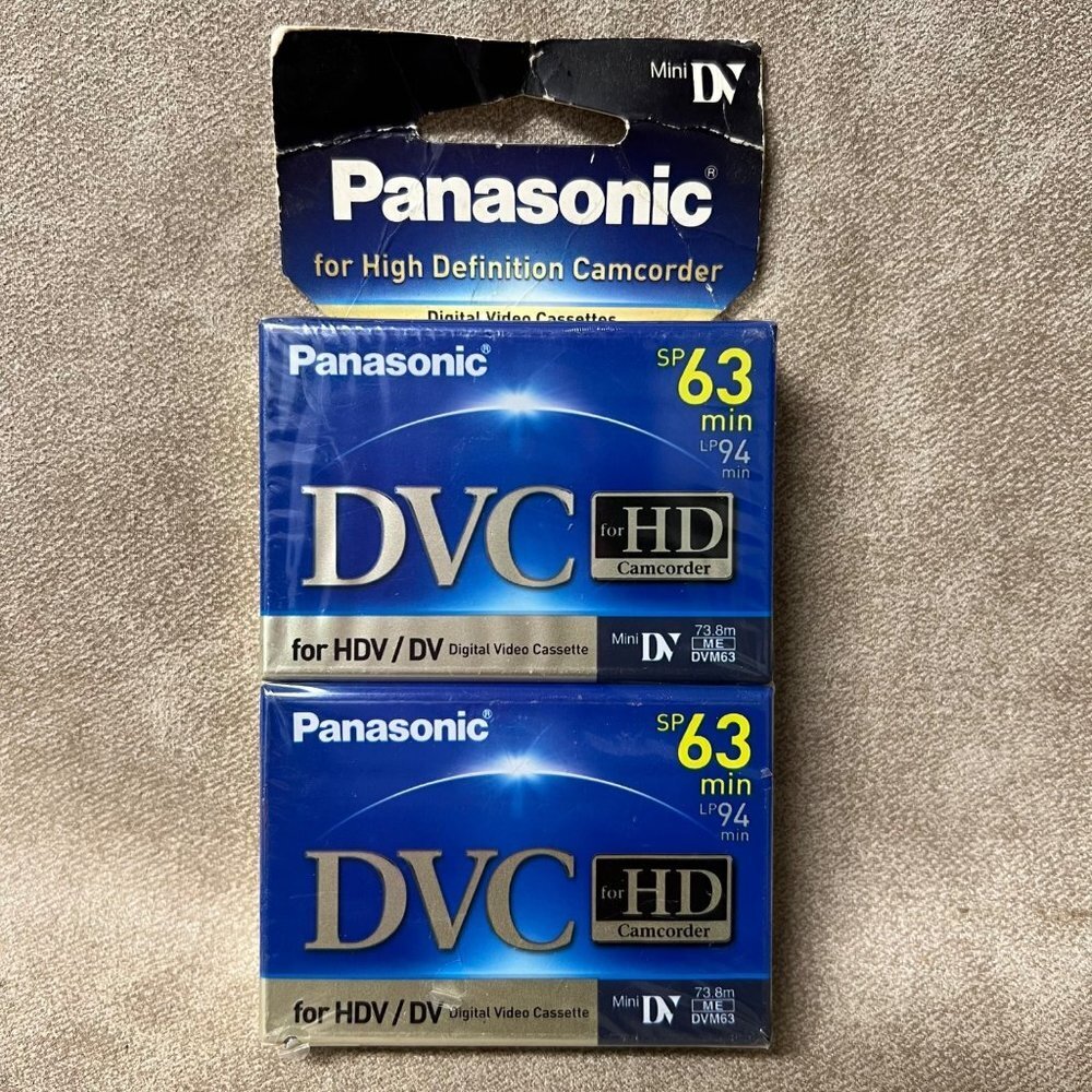 2 Pack Panasonic DVC HD 63 Minutes AY-DVM63HD MiniDV Cassettes Made in Japan